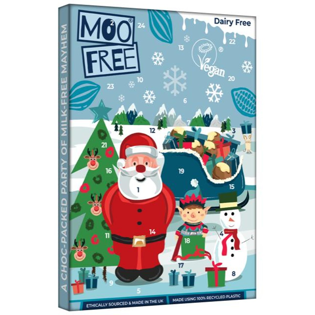 Moo-free Adventní kalendář z bílé čokolády