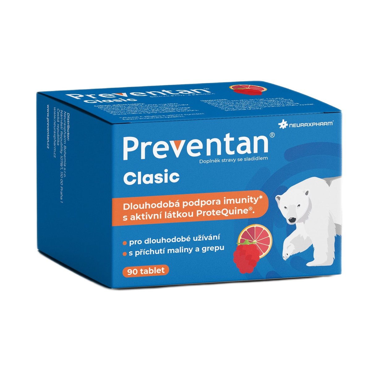 Preventan Clasic s příchutí maliny a grepu tbl.90