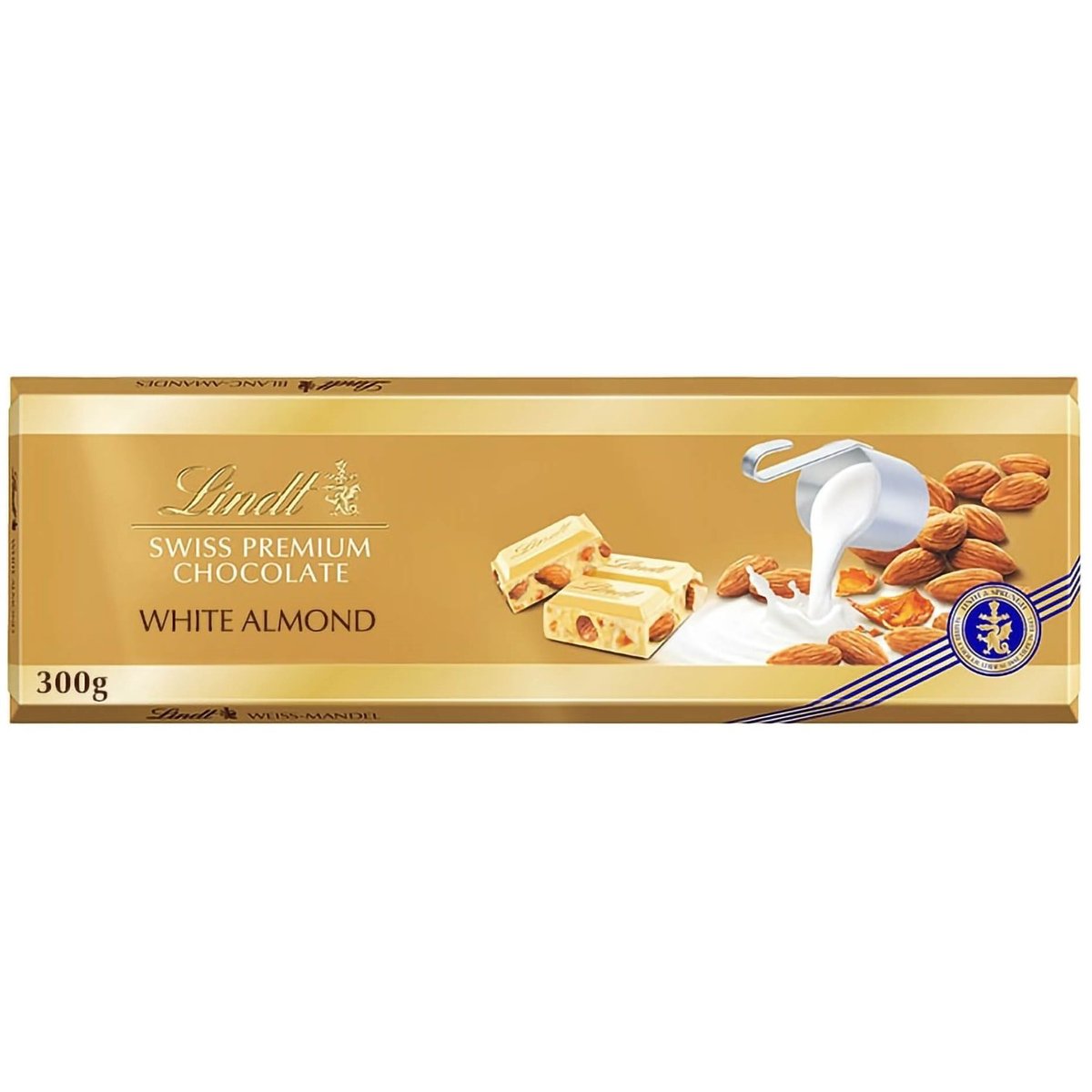 Lindt Čokoláda Gold Tablet Švýcarská bílá s mandlemi