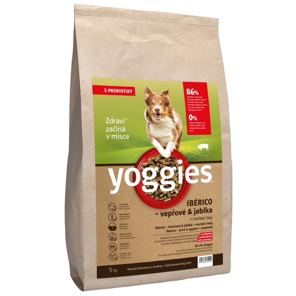 Yoggies Ibérico vepřové s jablky – granule s probiotiky pro psy