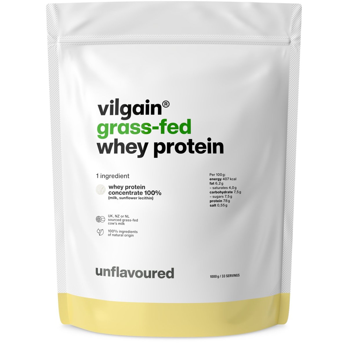 Vilgain Grass-Fed Whey Protein bez příchutě