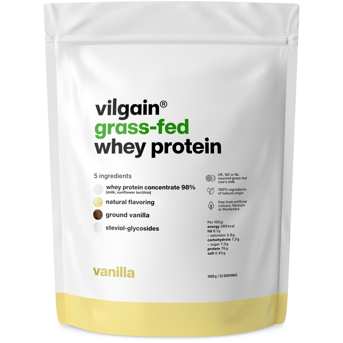Vilgain Grass-Fed Whey Protein vanilka