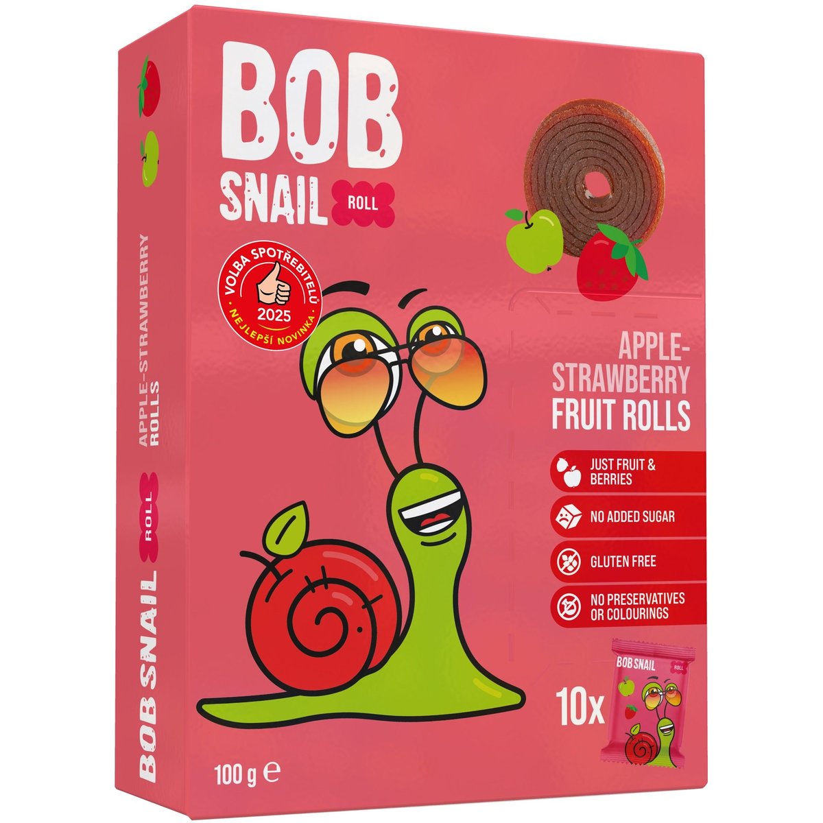 Šnek Bob Ovocné rolky jablko a jahoda