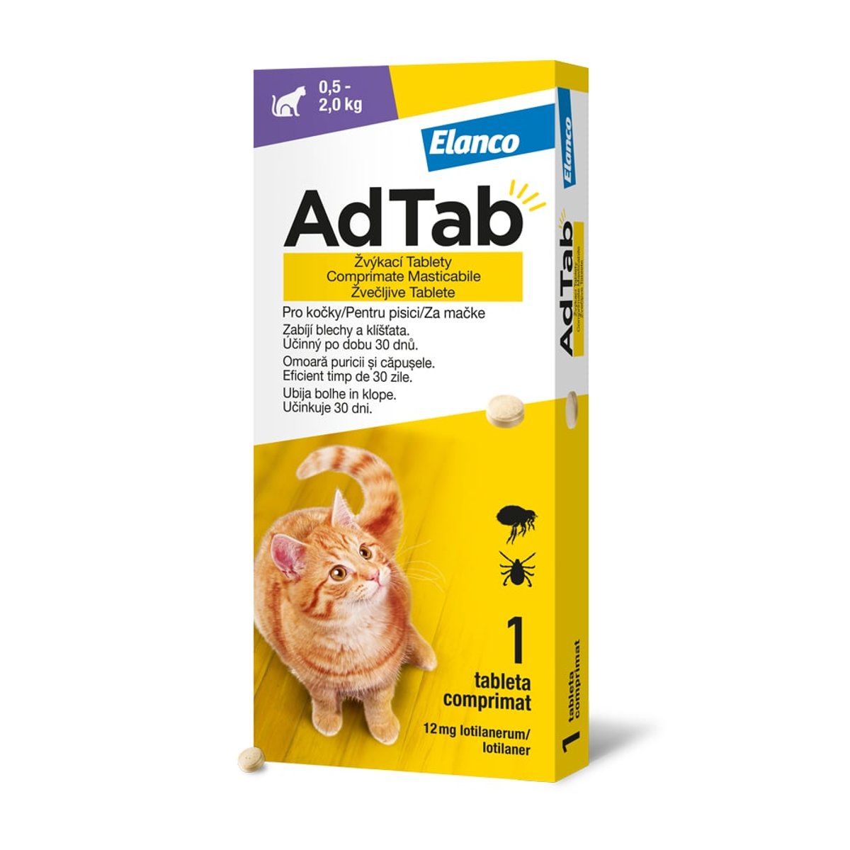 AdTab 12mg žvýkací tablety pro kočky 0.5-2kg 1ks