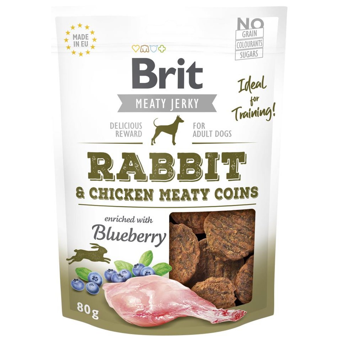 Brit Jerky masové penízky pro psy – králičí s kuřecím