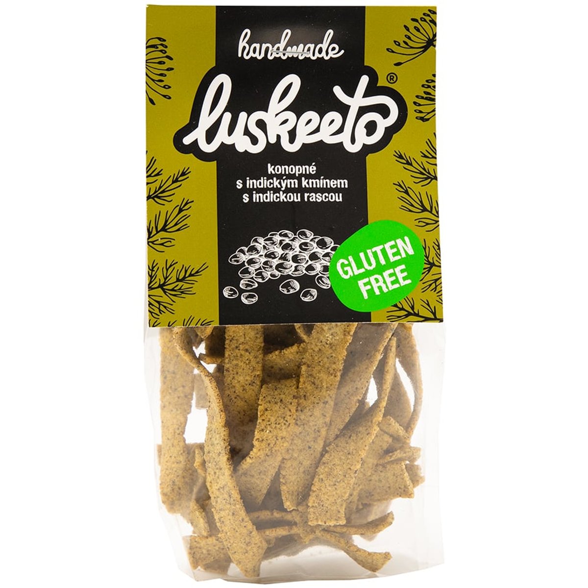 Luskeeto Luštěninové krekry konopné s indickým kmínem