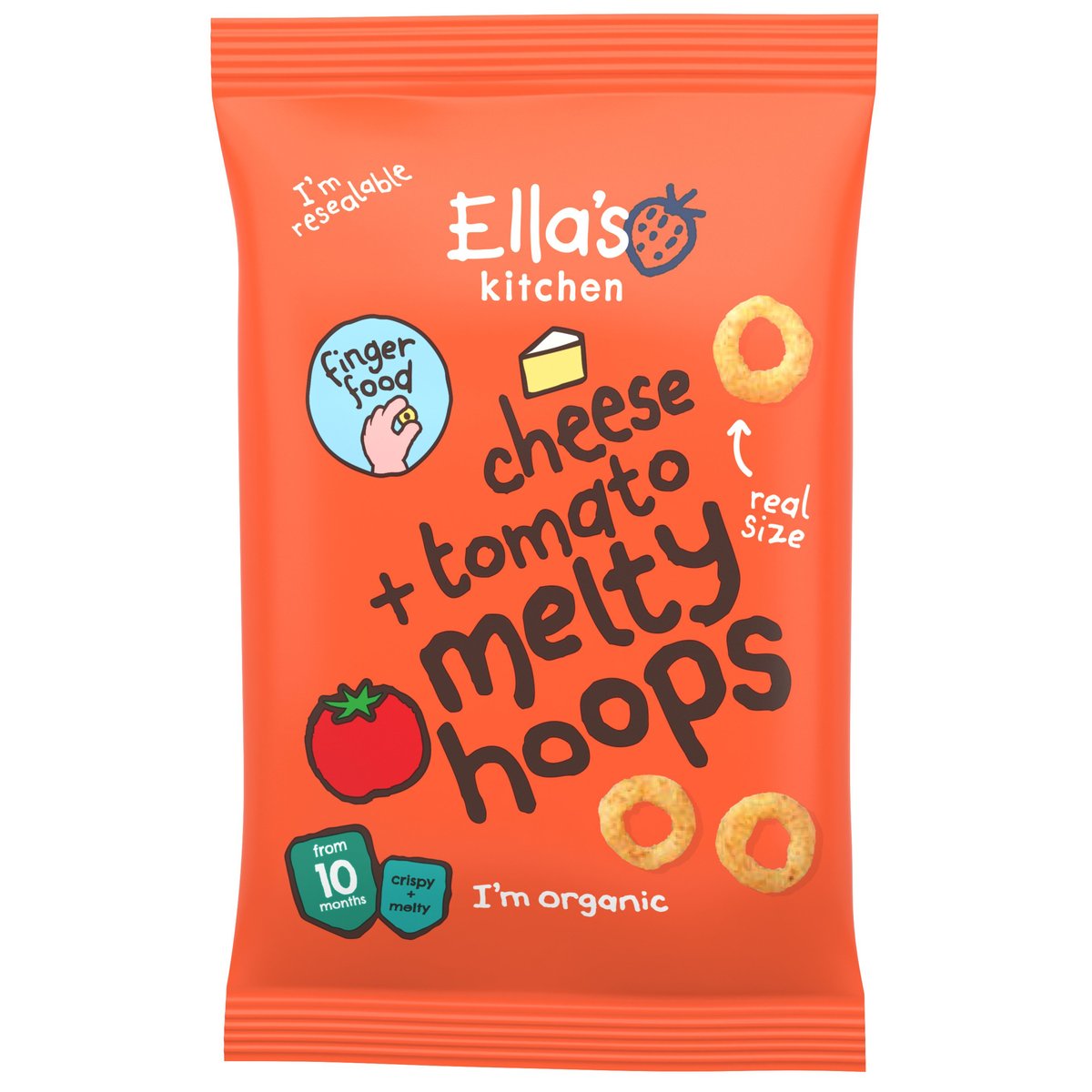 Ella's Kitchen BIO Křupavé kroužky se sýrem a rajčaty