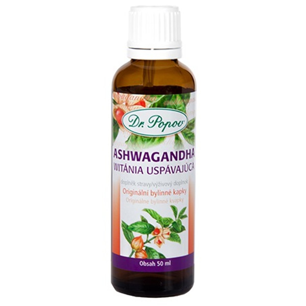 Ashwagandha , originální bylinné kapky, 50 ml Dr. Popov
