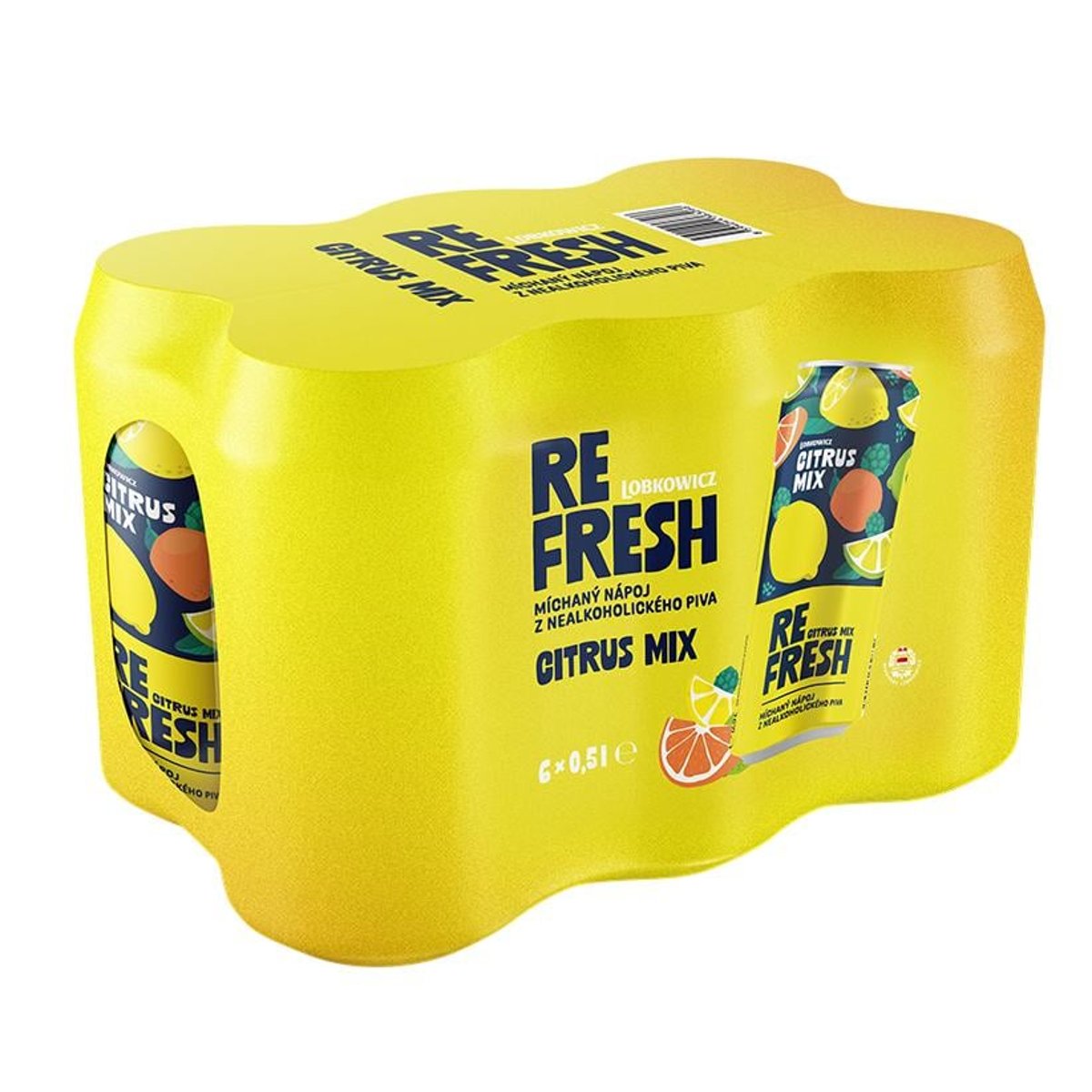 Lobkowicz Refresh Citrus Mix míchaný nápoj z nealkoholického piva 6×0,5 l plech