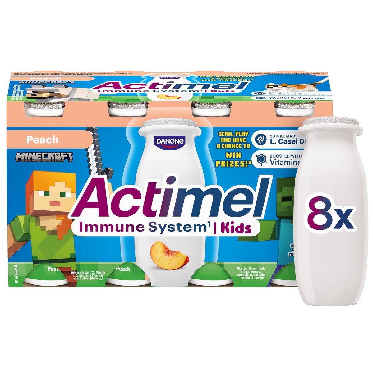 Actimel Kids Probiotický nápoj broskev 8×100 g