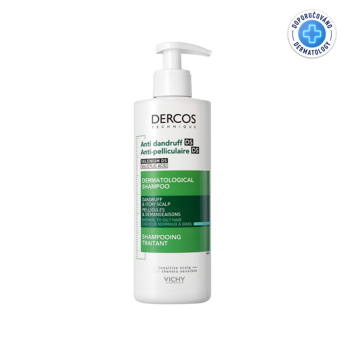 VICHY DERCOS Šampon lupy mastné vlasy 390ml