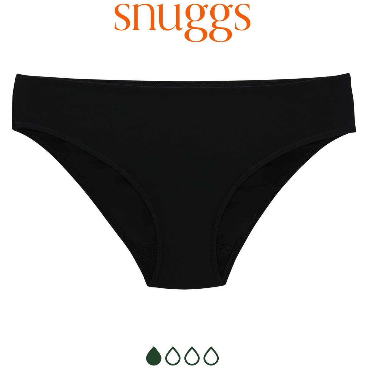 Snuggs Swimwear Recycled Nylon Light Black látkové menstruační kalhotky velikost S 1 ks
