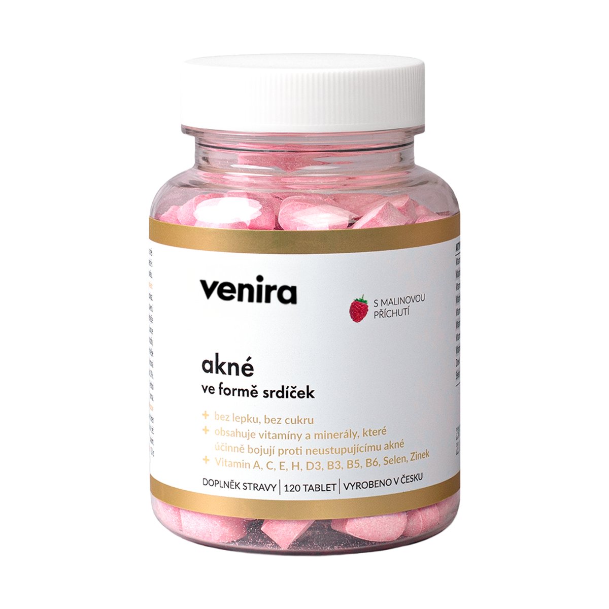 VENIRA akné srdíčka, malina, 120 srdíček