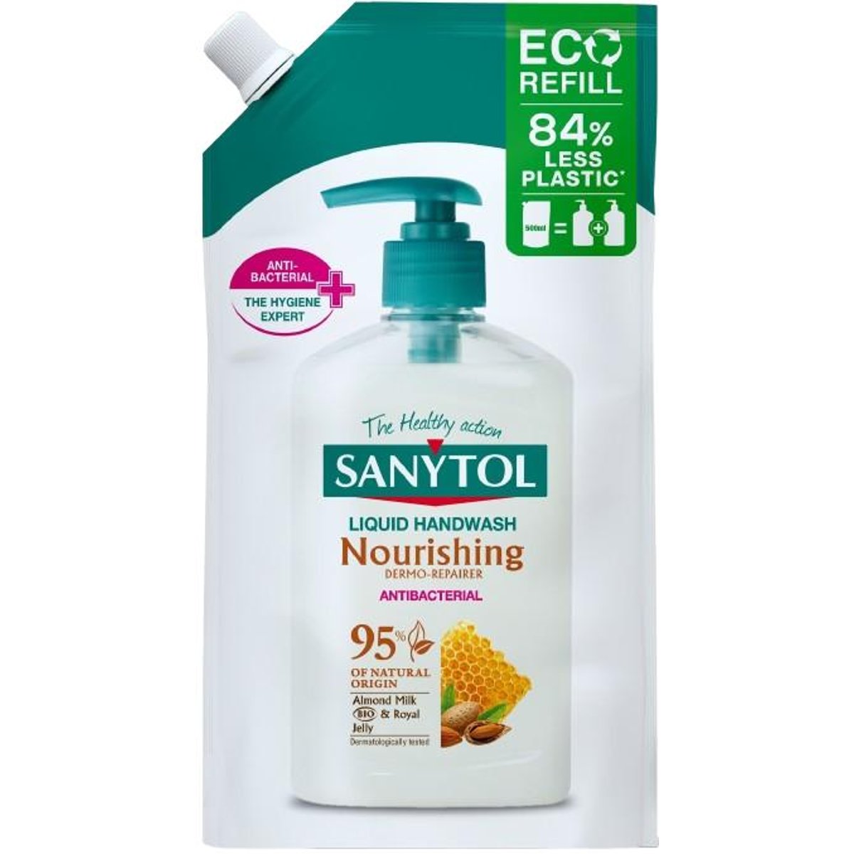 Sanytol Vyživující antibakteriální mýdlo mandlové mléko & mateří kašička, náhradní náplň