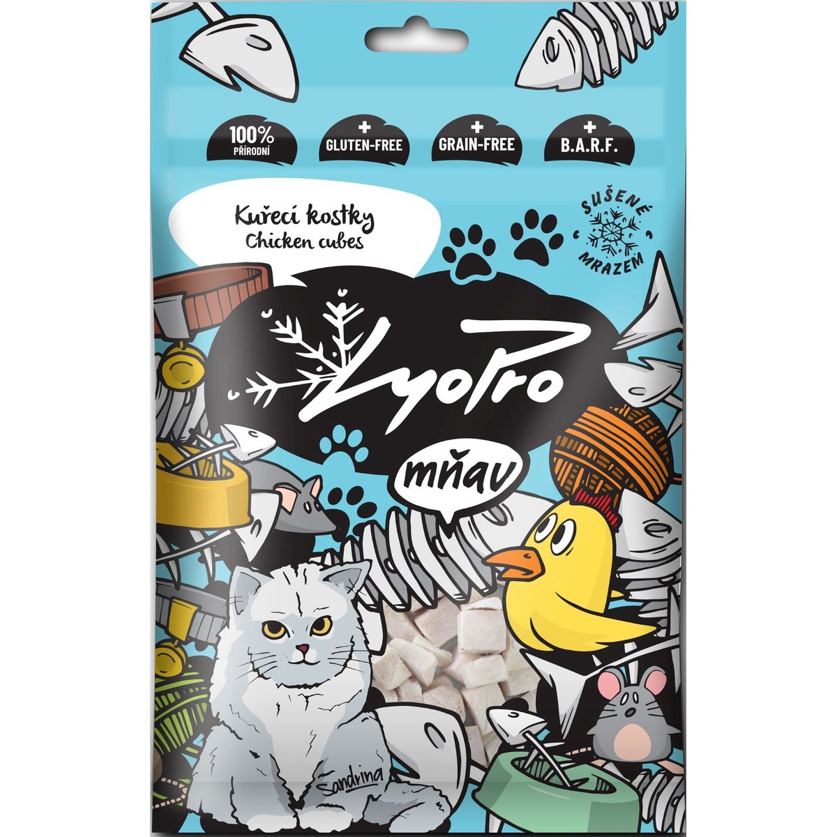 Lyopro Lyofilizované kuřecí kostky pro kočky