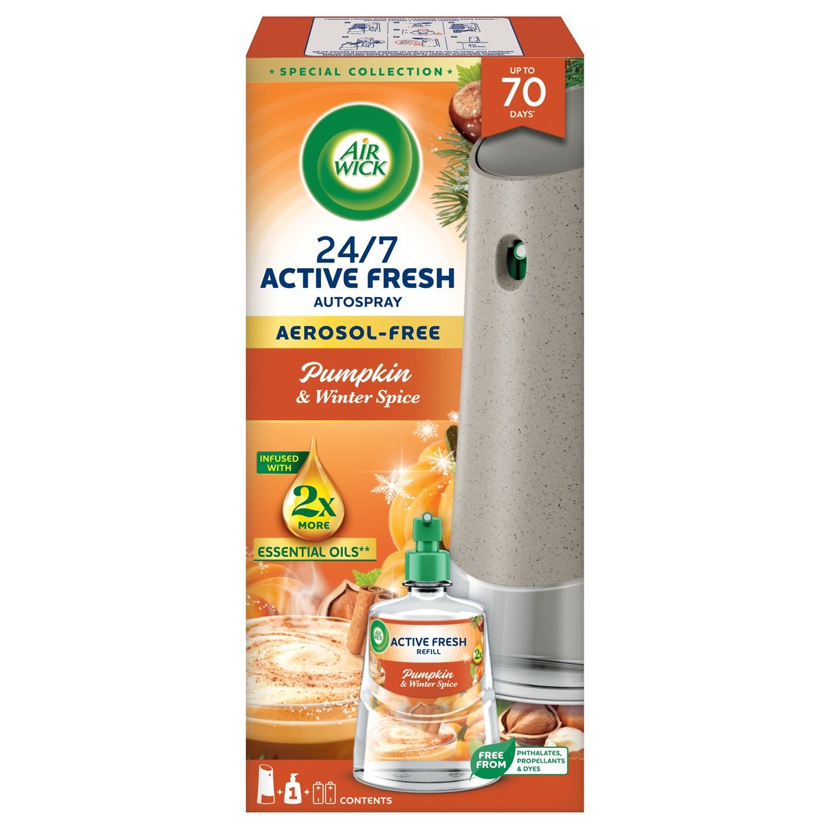 Air Wick Active Fresh Pumpkin Spice & Everything Nice automatický osvěžovač vzduchu s náplní 228 ml