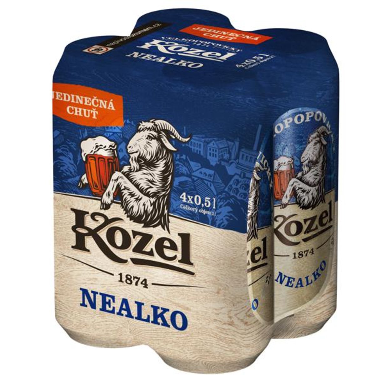 Velkopopovický Kozel Nealkoholické pivo 4×0,5 l plech