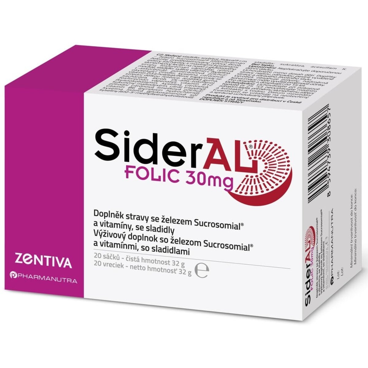 Levně SiderAL Folic 30mg 20 sáčků