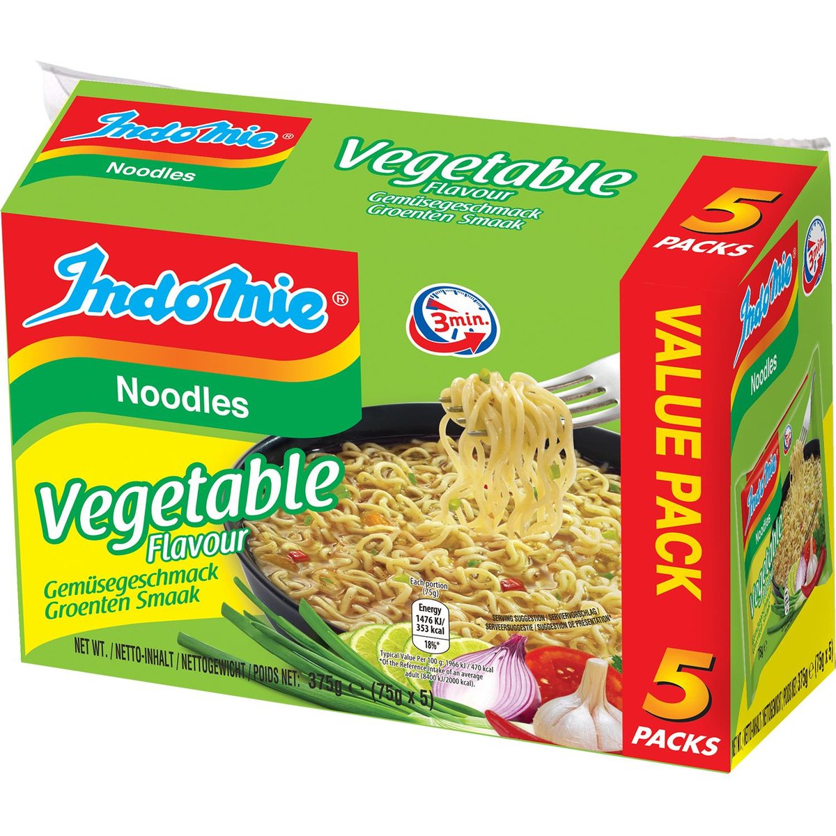 Indomie Instantní nudle zeleninové (5×75 g)