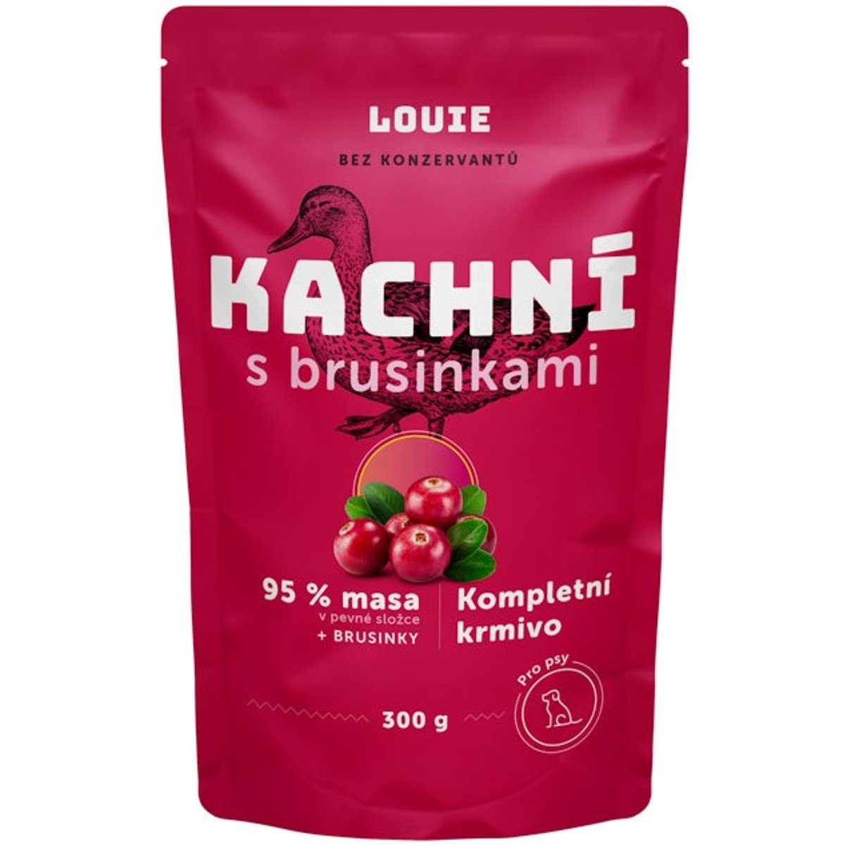 Levně Louie Kompletní krmivo kachní s brusinkami pro psy