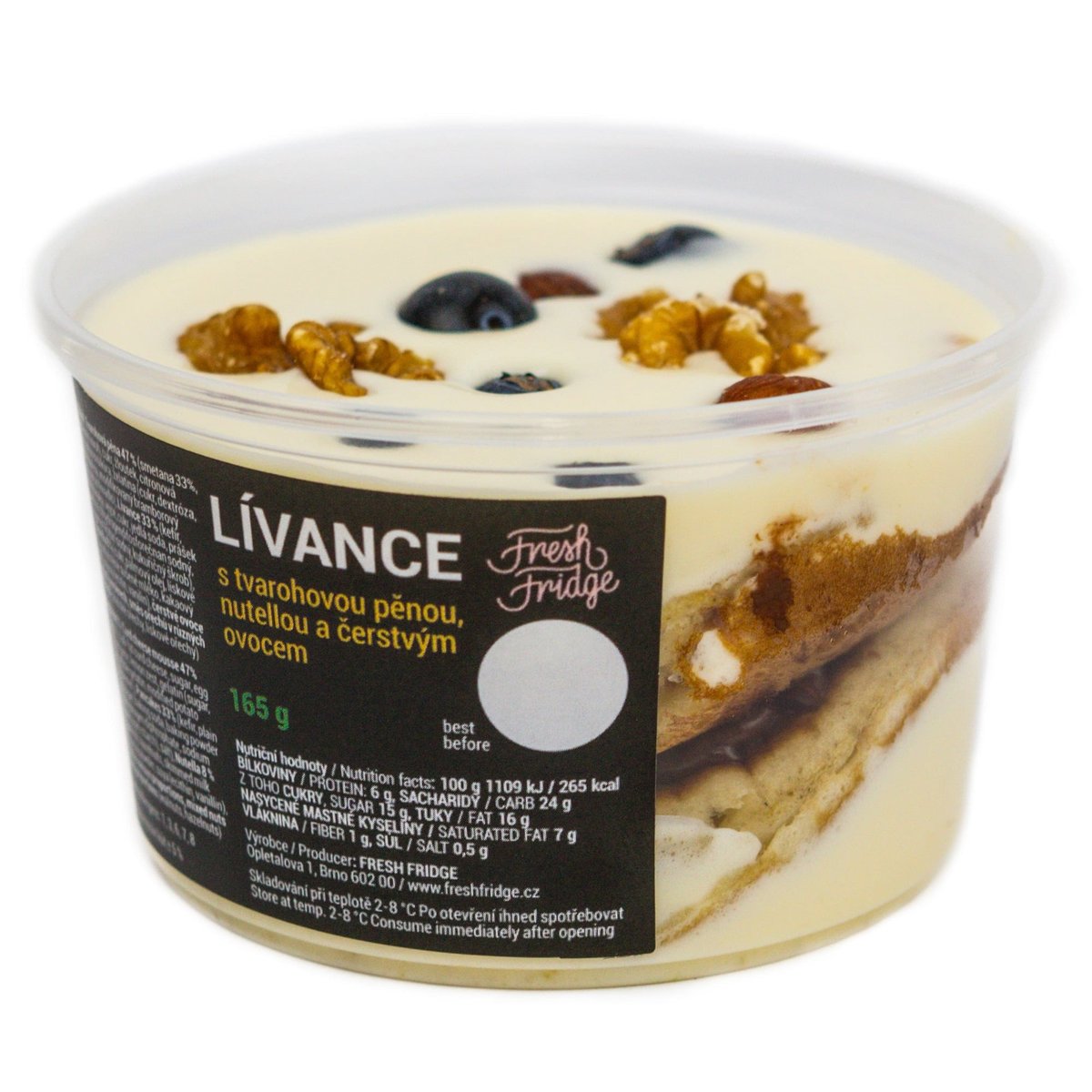 Fresh Fridge Lívance s tvarohovou pěnou, nutellou, čerstvým ovocem a ořechy