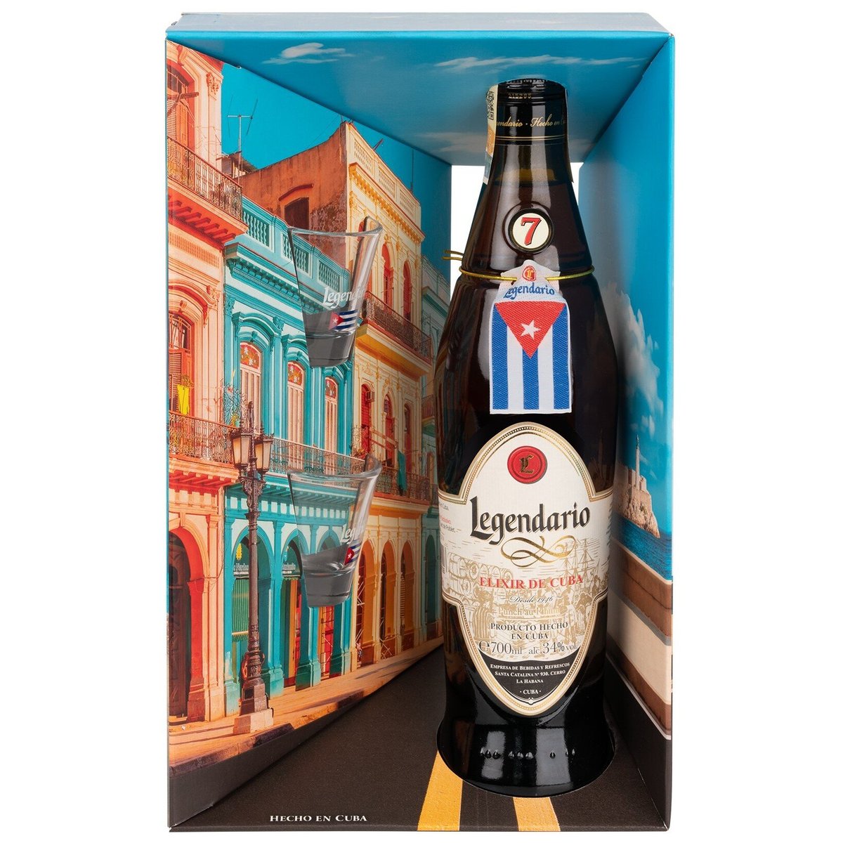 Legendario Elixir de Cuba 34% obj. se 2 skleničkami dárkové balení