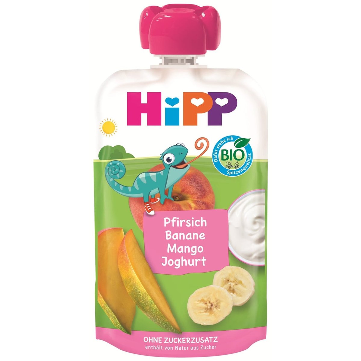 HiPP BIO Kapsička broskev, banán, mango a jogurt