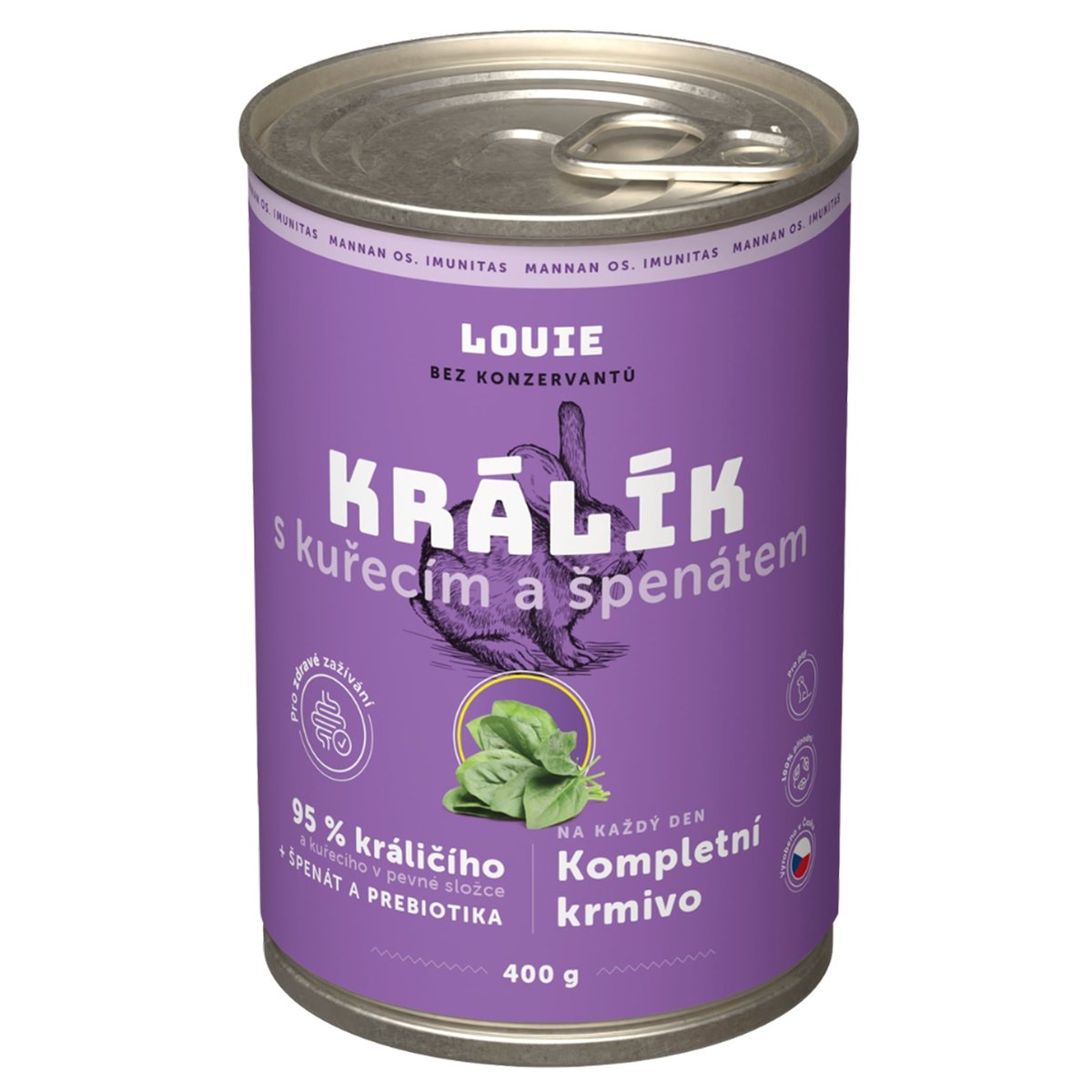 Louie Kompletní krmivo králík s kuřecím a špenátem pro psy