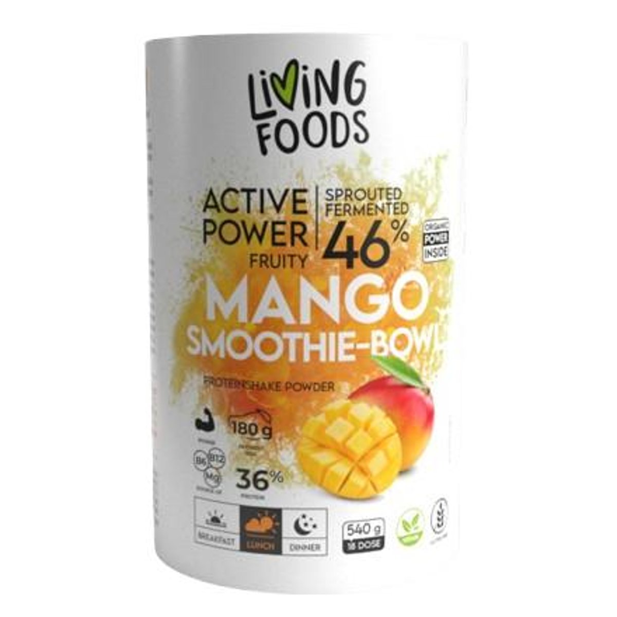 Living Foods Active power Mango smoothie bowl protein shake powder