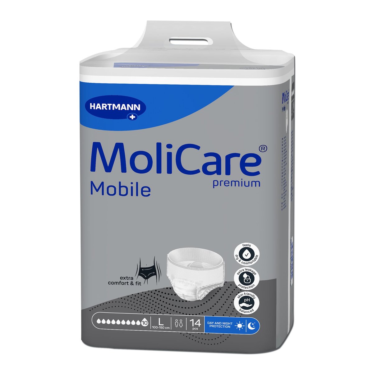 KALHOTKY NAVLÉKACÍ MOLICARE MOBILE 10 KAPEK L BOKY 100-150CM,2568ML,14KS
