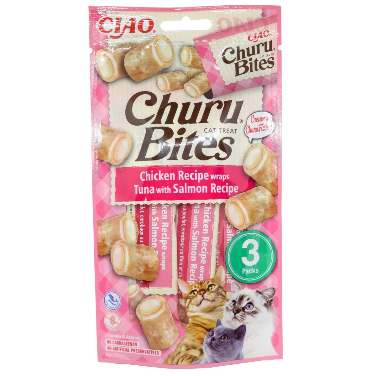 Inaba Churu Bites Cat Snack kuře, tuňák a losos 3×10 g
