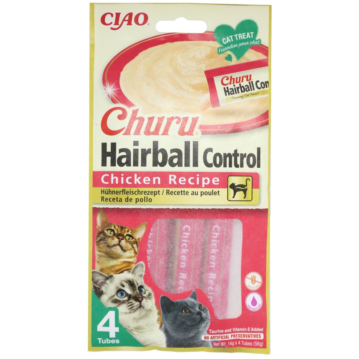 Inaba Churu Cat Snack Hairball kuře 4×14 g