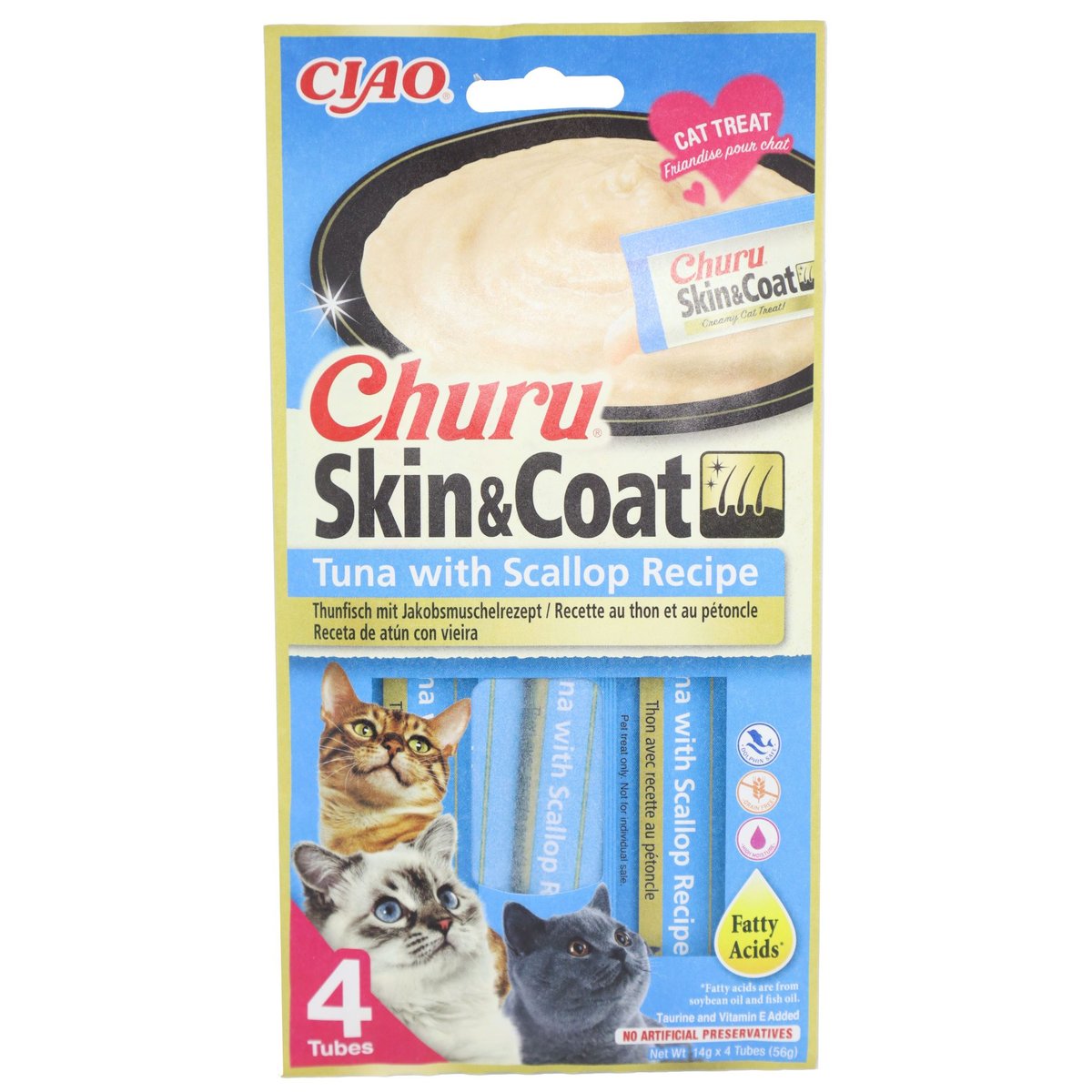 Inaba Churu Skin & Coat tuňák a hřebenatka 4×14 g