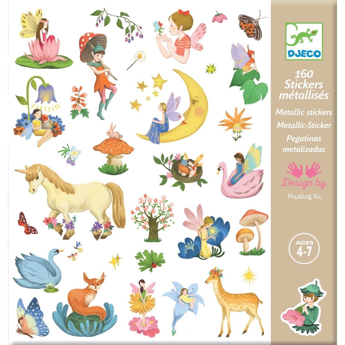 Djeco Samolepky metalické Víly a jednorožci