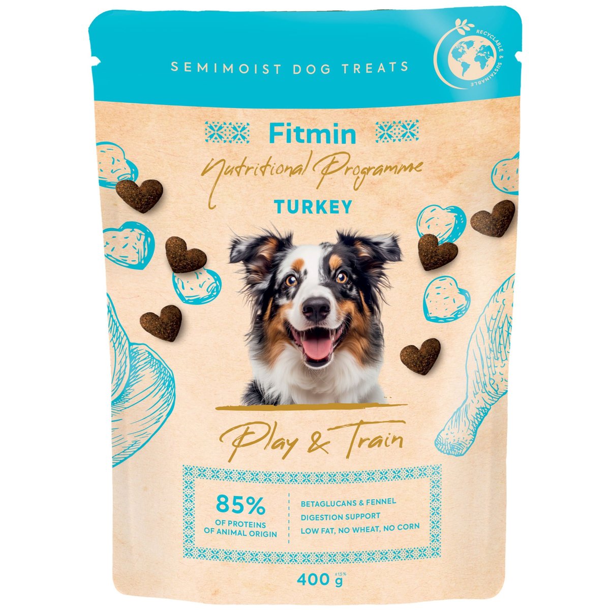 Pochoutka Fitmin NP Play and Train Turkey  400g