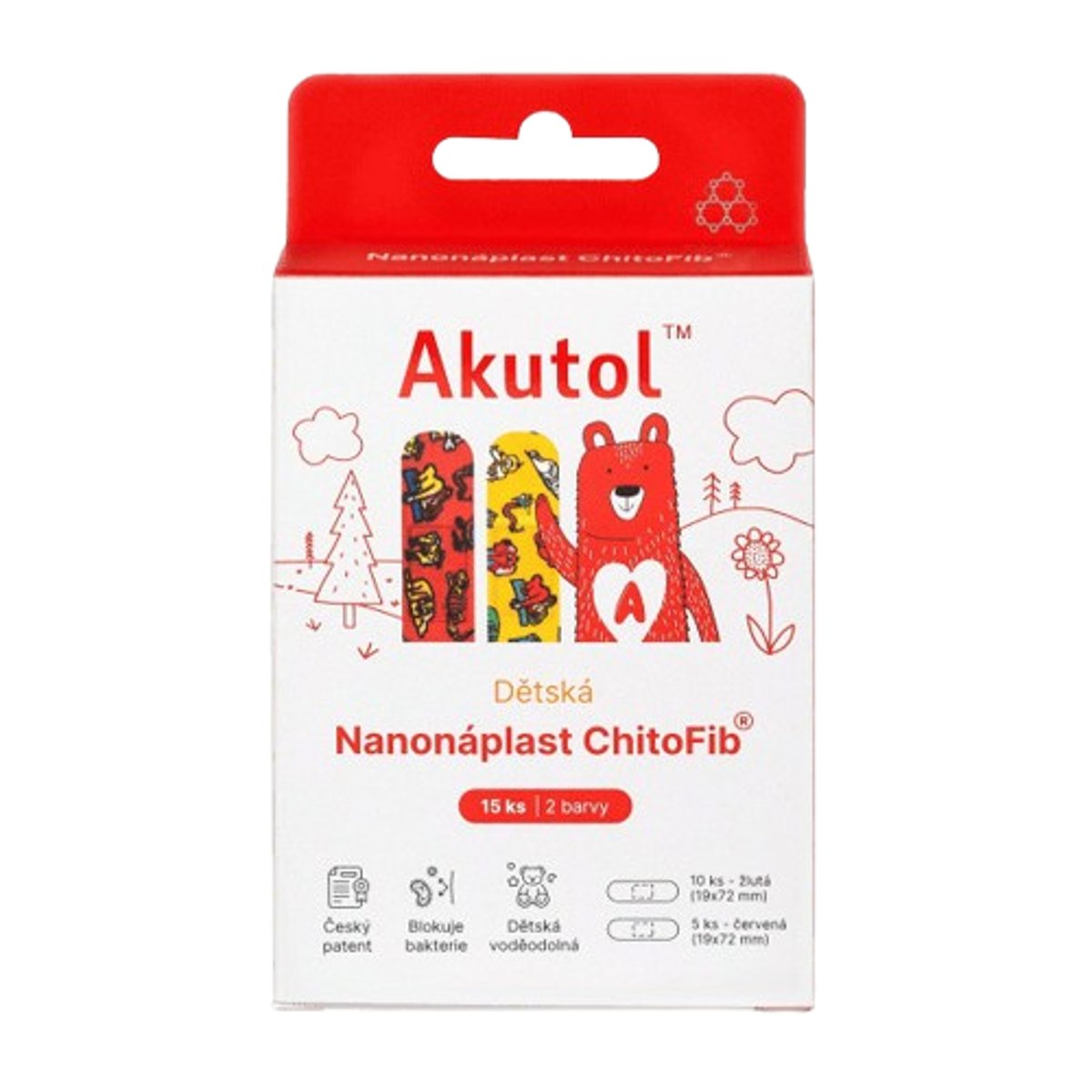 AKUTOL Nanonáplast ChitoFib Dětské balení 15ks