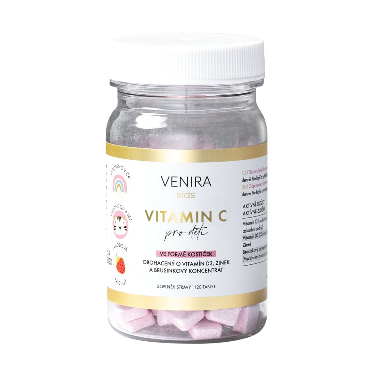 Venira kids Vitamin C jahoda tbl.120