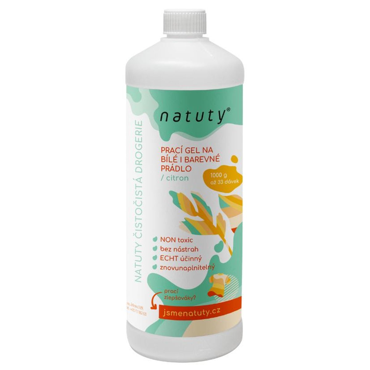 Natuty Univerzální prací gel s vůní citronu- 33 pracích dávek, 1l