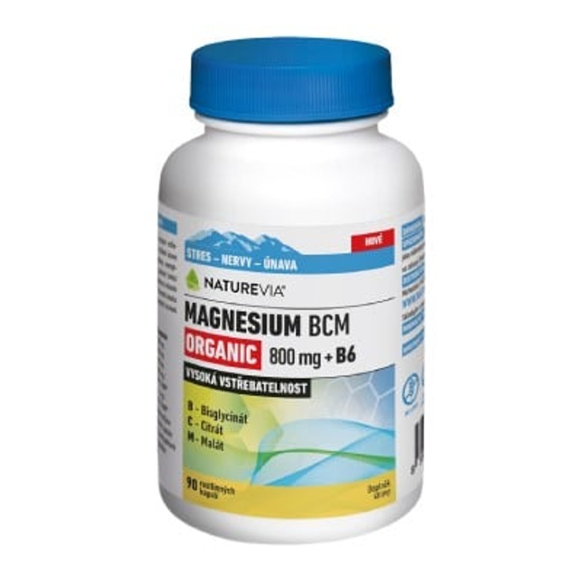 NatureVia Magnesium Organic BCM 800mg +B6 cps.90