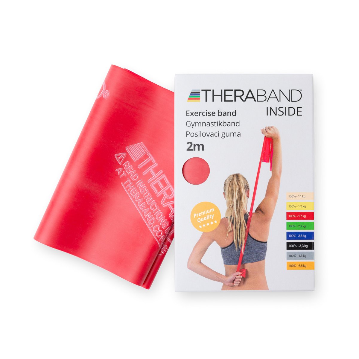 Thera-band posilovací guma 2 m - červená středně silná
