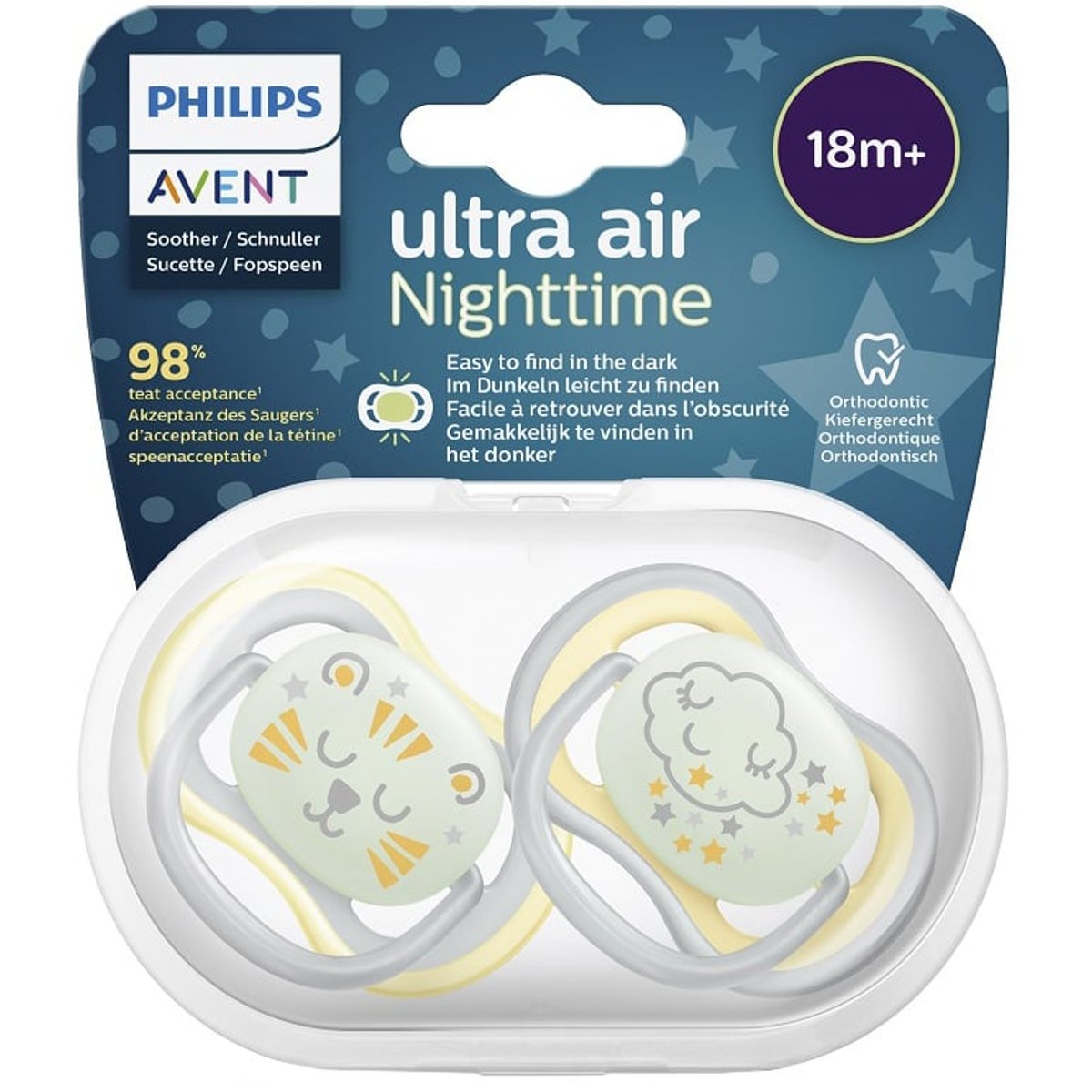Philips AVENT Šidítko Ultra air noční 18m+, 2 ks