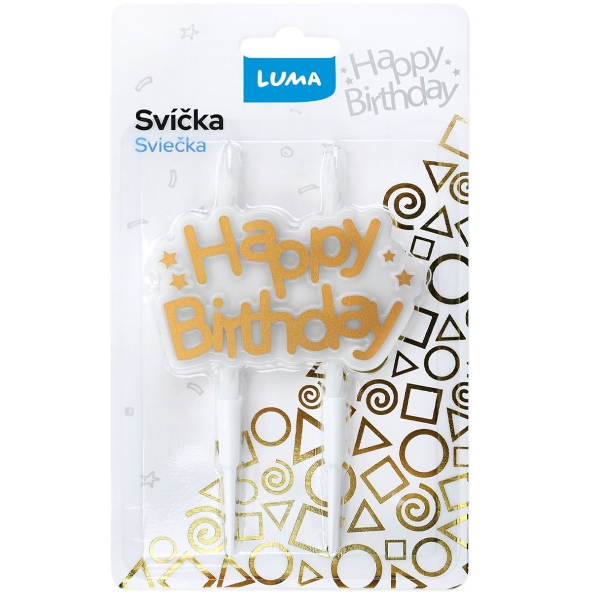 Luma Svíčka Happy Birthday zlatá