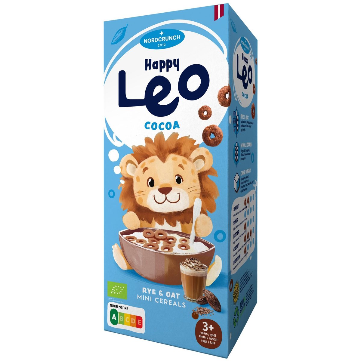 Nordcrunch BIO Happy Leo cereální kroužky s kakaem