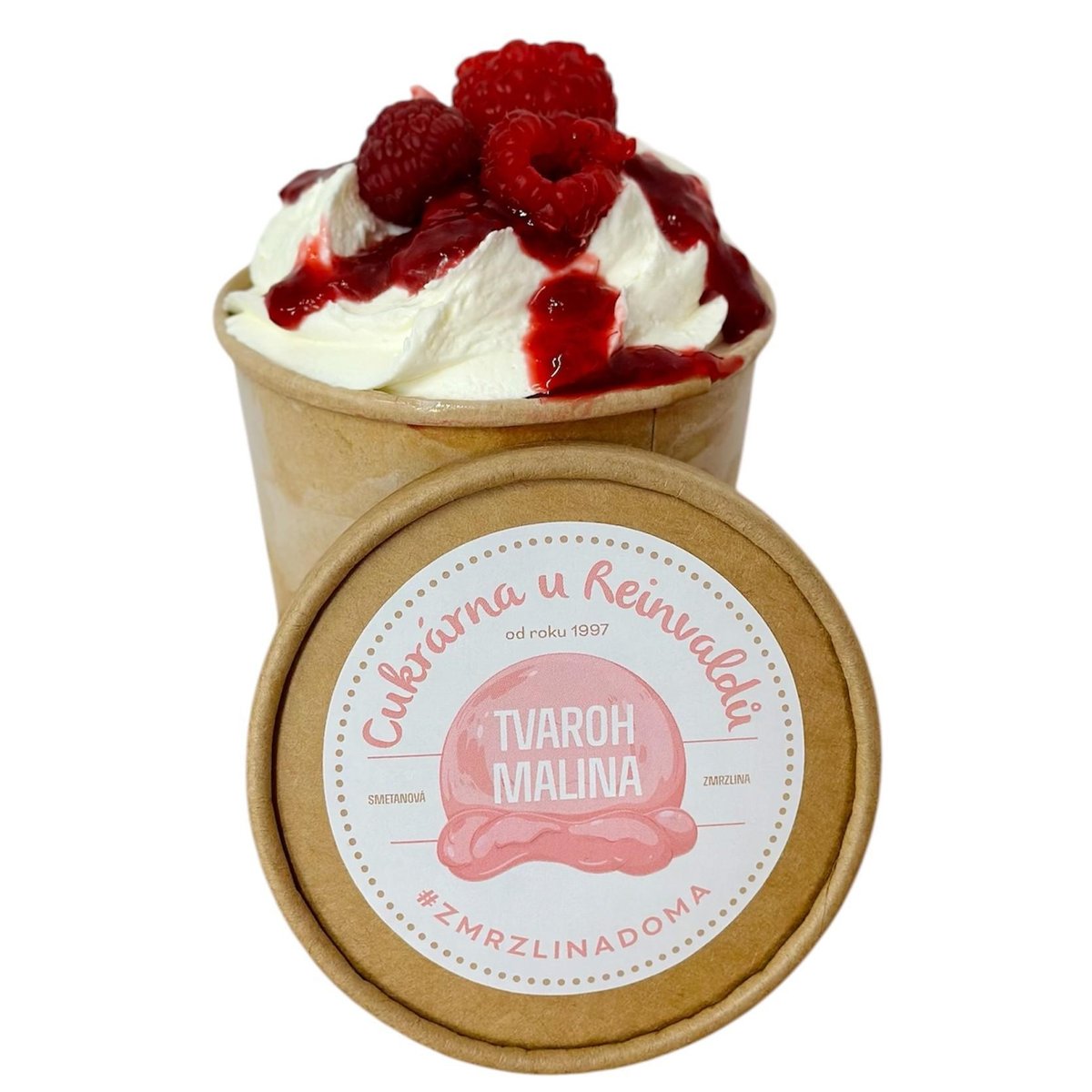 Cukrárna u Reinvaldů Tvaroh a malina zmrzlina