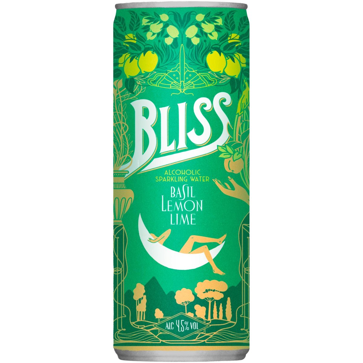 Bliss bazalka, citrón a limetka, perlivá voda s kapkou vína 4,5% obj.