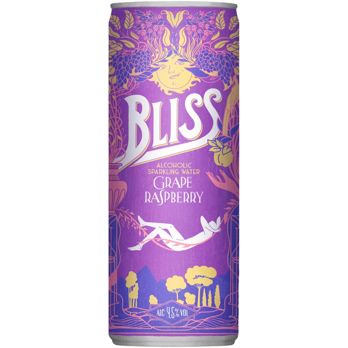 Bliss hrozny a malina, perlivá voda s kapkou vína 4,5% obj.