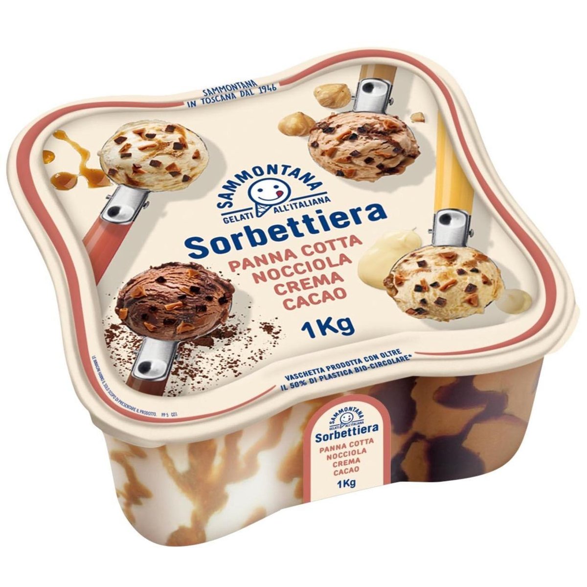 Sammontana Sorbettiera zmrzlina panna cotta, lískový ořech, crema, kakao