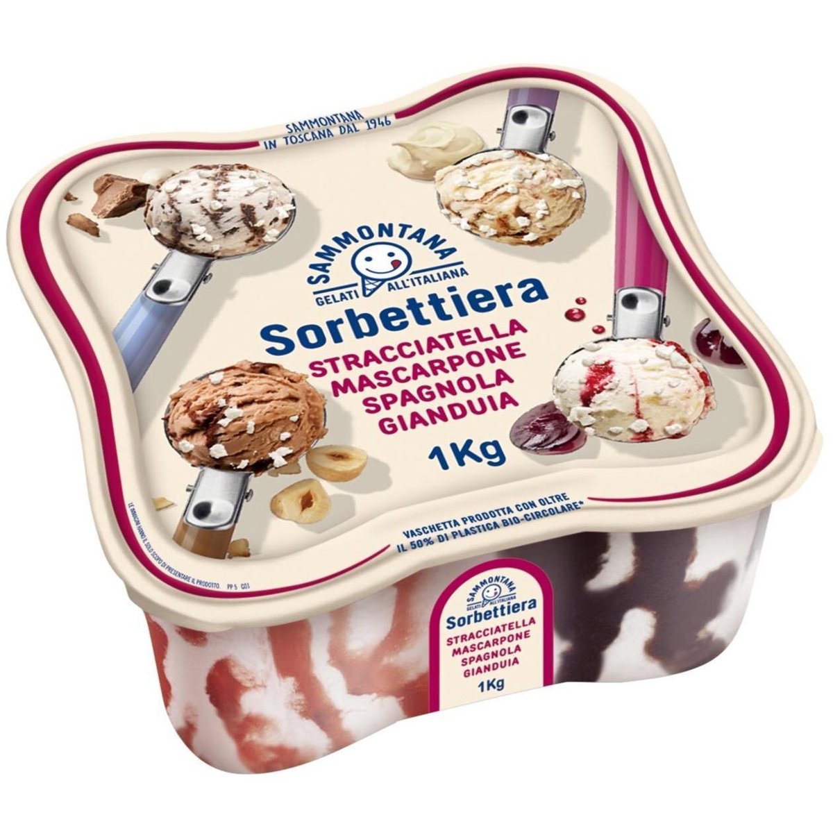 Sammontana Sorbettiera zmrzlina stracciatella, mascarpone, spagnola, gianduia