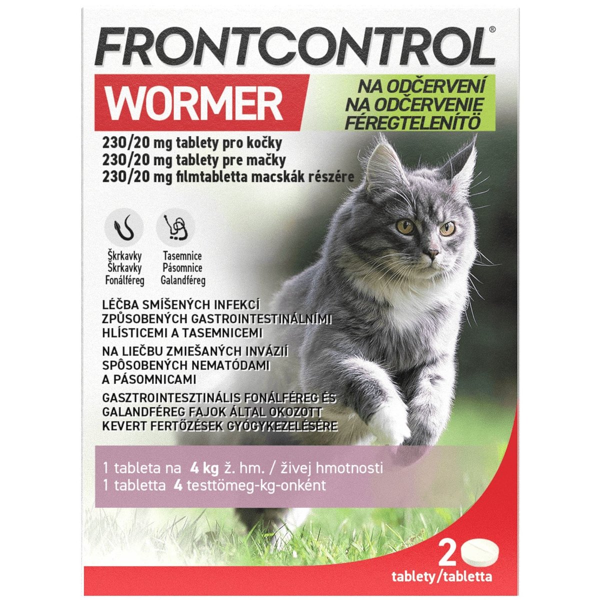 Levně Frontcontrol Wormer 230/20mg pro kočky tbl.2