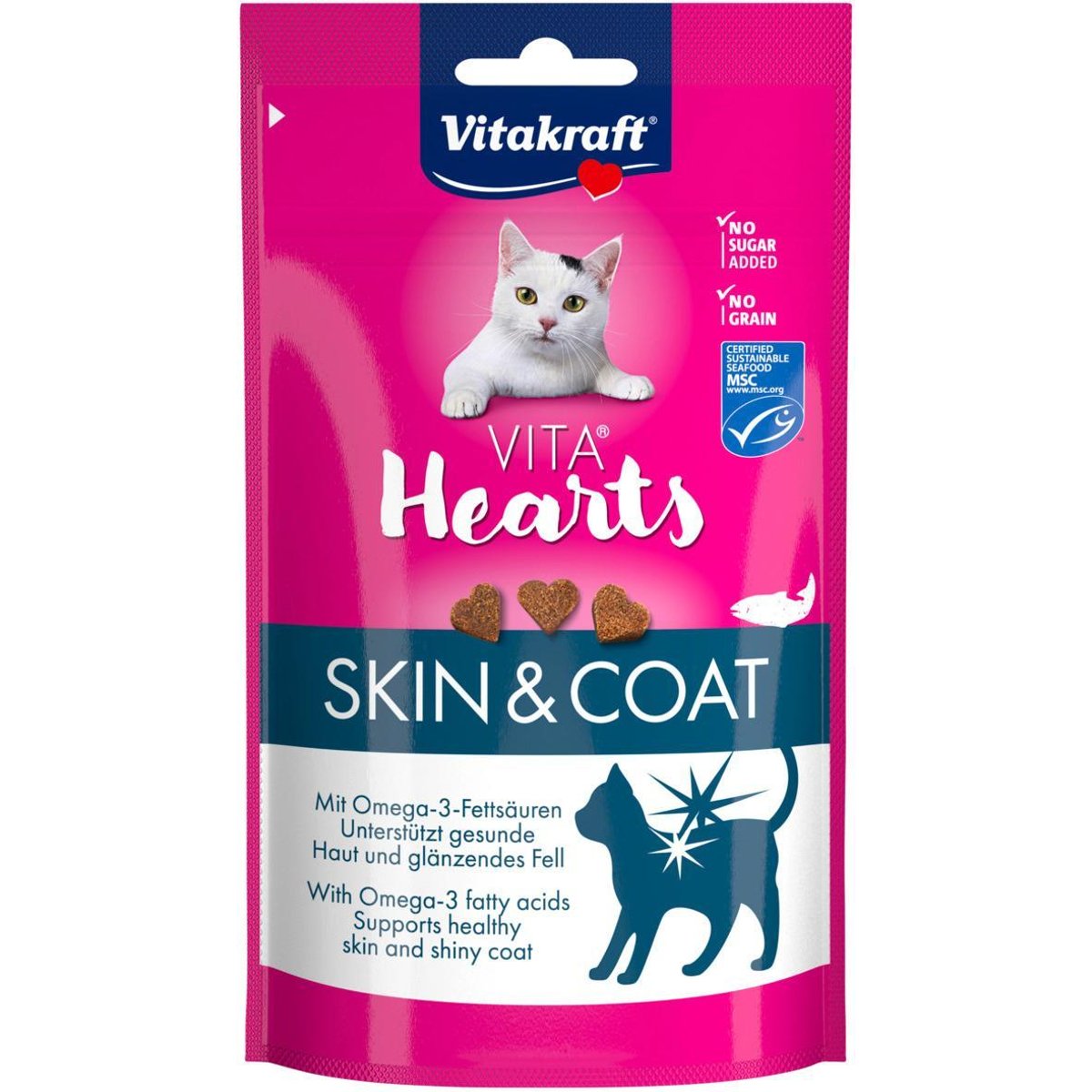 Vitakraft Vita Hearts Skin and Coat lososové pamlsky pro kočky